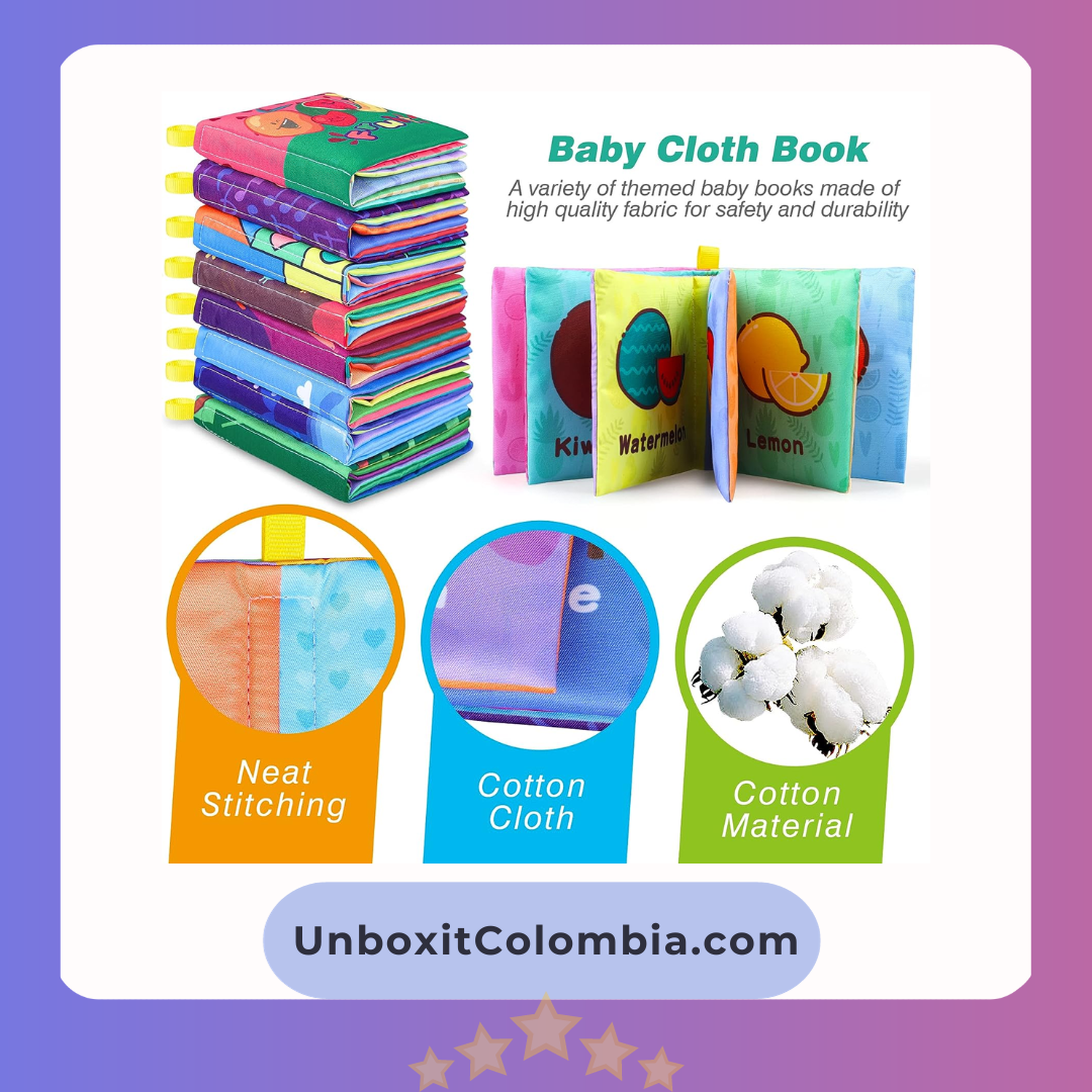 Libros de baño para bebés, tela suave no tóxica paquete de 8