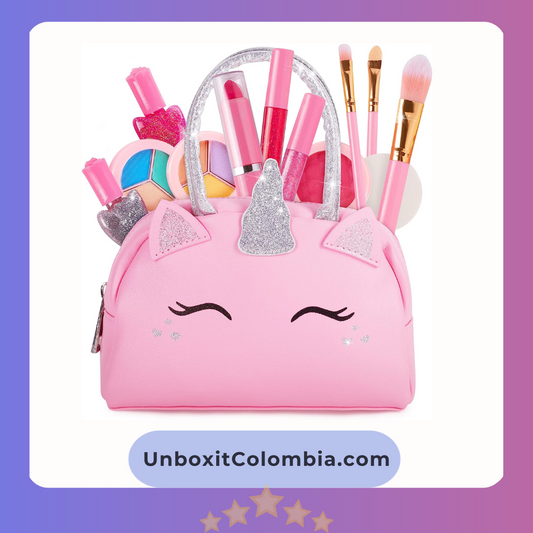 Sprinkles Toyz Kit de maquillaje real para niñas pequeñas: con bolsa de maquillaje de unicornio rosa, juguetes de maquillaje reales, no tóxicos, lavables, regalos para niñas pequeñas, juego de princesa